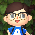 Portrait of Animal Crossing avatar wearing a t-shirt emblazoned with an A