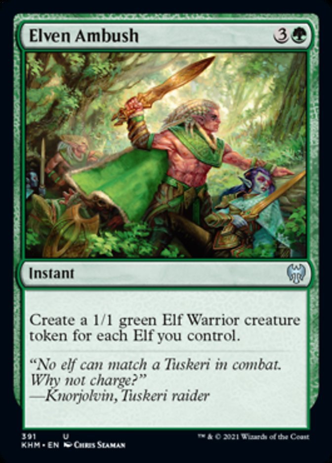 Elven Ambush {3}{G}

Instant

Create a 1/1 green Elf Warrior creature token for each Elf you control.