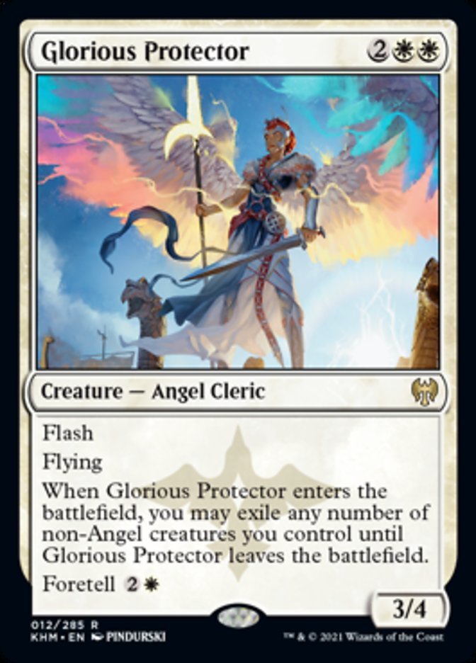 Glorious Protector {2}{W}{W}

Creature — Angel Cleric 3/4

Flash

Flying

When Glorious Protector enters the battlefield, you may exile any number of non-Angel creatures you control until Glorious Protector leaves the battlefield.

Foretell {2}{W}